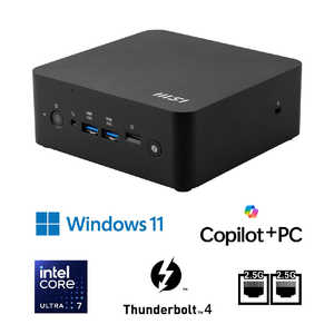 MSI �f�X�N�g�b�vPC(Win�E���j�^����) �mWindows10 Pro / intel Core Ultra 7 / �������F32GB / SSD�F1TB�n Cubi NUC AI�{ 2MG-064JP