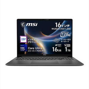 MSI ノートパソコン ［Copilot＋ PC / 16.0型 / Windows11 Home / intel Core Ultra 7 / 16GB / 1TB ］ プラチナグレイ Modern-16S-AI＋G3MG-2649JP