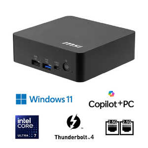 MSI �f�X�N�g�b�vPC(Win�E���j�^����) �mCopilot�{ PC / Windows11 Pro / intel Core Ultra 7 / �������F16GB / SSD�F512GB�n Cubi NUC AI�{ 3MG-024JP