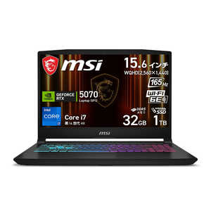 MSI ゲーミングノートパソコン [ RTX 5070 / 32GB / 1TB / Core i7 / Win11 Home / 15.6型 ] ブラック Katana-15-HX-B14WGK-5070JP