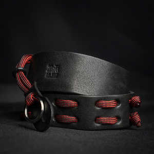 WOTANCRAFT パラシューター ネックストラップ (CURA真鍮製2重リング) レザー 011 125cm ブラック+レッド PANESTCU125011 WOTANCRAFT パラシューター ネックストラップ (CURA真鍮製2重リング) レザー 011 125cm ブラック+レッド PANESTCU125011