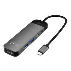 J5 USB-C to 4K60Hz HDMI�����ON/OFF�X�C�b�`�t�{PD100W 6in1 �}���`�A�_�v�^�[ �mUSB Power Delivery�Ή��n JCD3002