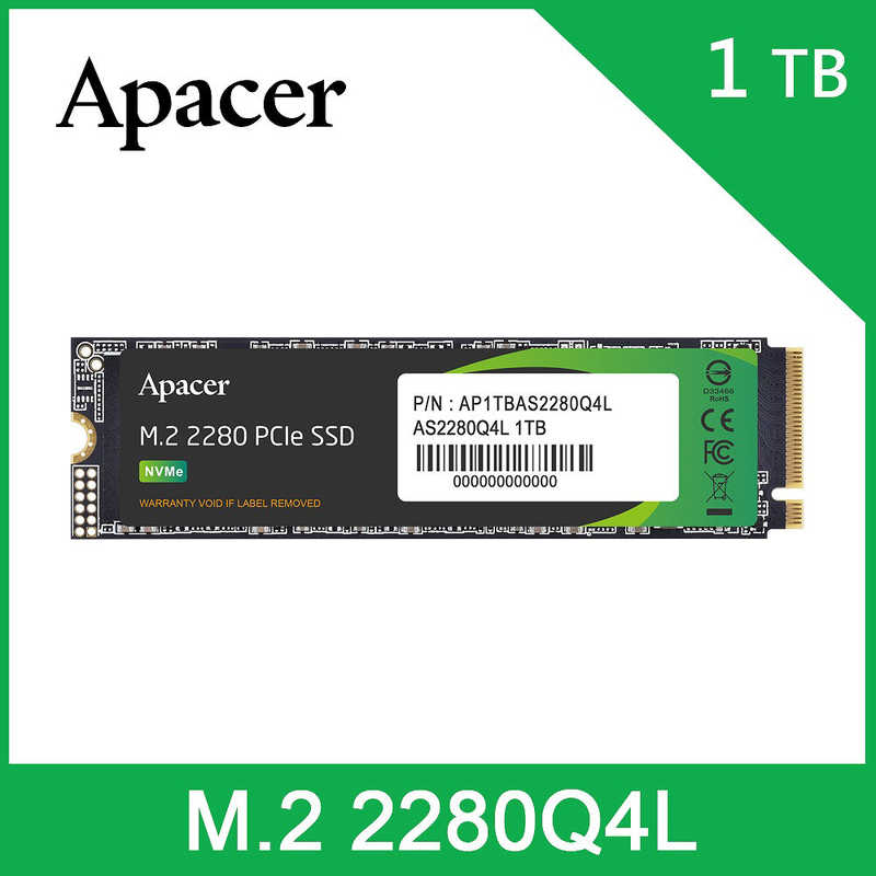 APACER APACER 内蔵SSD PCI-Express接続 AS2280Q4L 1TB M.2 2280 ［1TB /M.2］「バルク品」 AP1TBAS2280Q4L-1 AP1TBAS2280Q4L-1