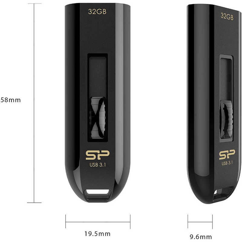 SILICONPOWER SILICONPOWER USBメモリ USB3.1 & USB 3.0 スライド式 ブラック Blaze B21シリーズ 32GB SP032GBUF3B21V1K SP032GBUF3B21V1K