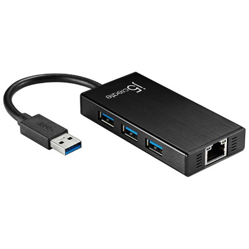J5 J5 LAN変換アダプタ [USB-A オス→メス LAN /USB-Aｘ3] 1Gbps対応 ブラック JUH470 JUH470