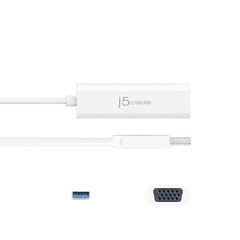 J5 J5 0.8m［USB-A オス→メス VGA］3.0変換アダプタ ホワイト JUA214 JUA214
