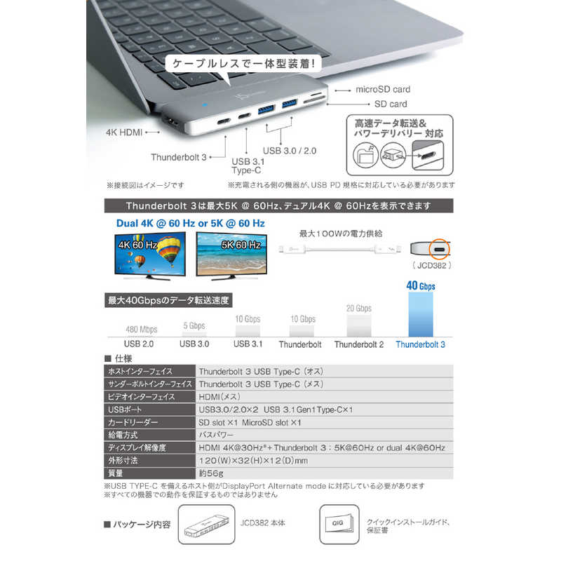 J5 J5 JCD382 パワーデリバリー対応 MacBookPro用マルチドPD100W対応 JCD382 JCD382