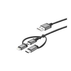 J5 [USB-A to MicroB&Lighting&USB-C]USBケーブル 充電･転送 2.4A JMLC11 (1m･ブラック)MFI認証 JMLC11B