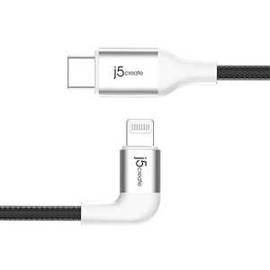 J5 【PD対応】USB-C to ライトニング ケーブル Mfi 90°カーブタイプ 1.2M ホワイト JALC15W