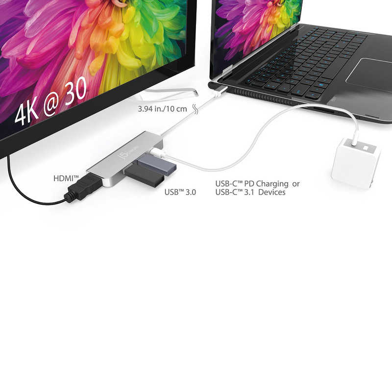 J5 J5 [USB-C オス→メス HDMI / USB-Ax2 / USB-C] マルチハブ USB PD対応 シルバー JCD371 JCD371