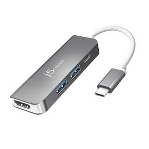 J5 [USB-C オス→メス HDMI / USB-Ax2 / USB-C] マルチハブ USB PD対応 シルバｰ JCD371