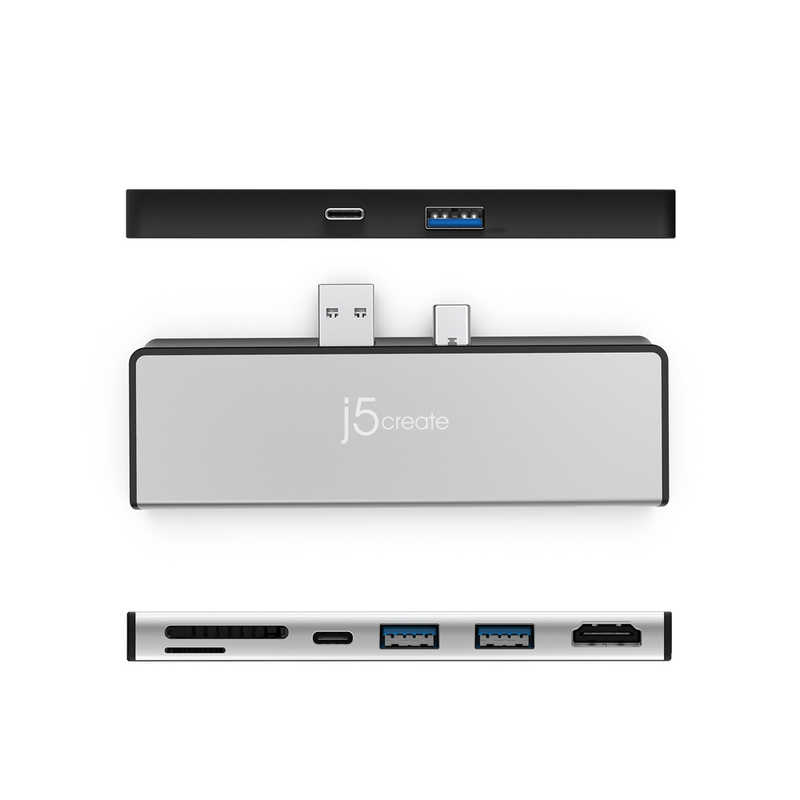 J5 J5 Surface Pro 7専用｢USB-C/USB-A オス→メス HDMI/USB-A Gen2x2/USB-C Gen2 or PD/SD/MicroSD｣ 7in1ミニドック シルバー シルバー JCD324S JCD324S