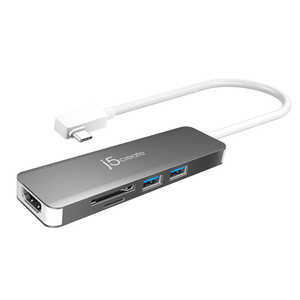 J5 [USB-C オス→メス カｰドスロットx2 / HDMI / USB-Ax2]変換アダプタ シルバｰ JCD372