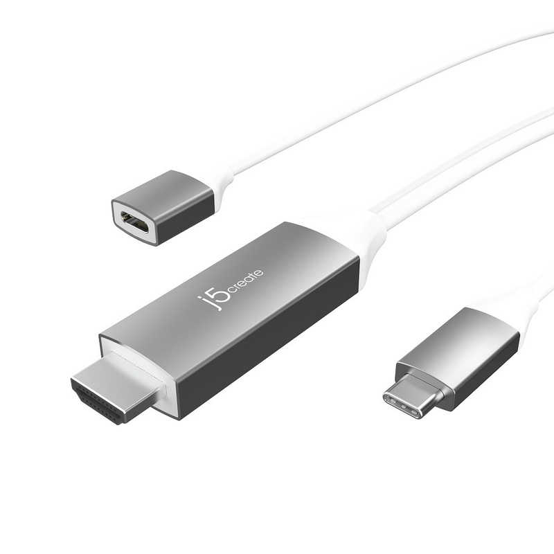 J5 J5 USB-C ⇔ HDMI+USB-Cメス(給電用 USB PD対応) ケーブル [映像 /1.8m /4K･HDR対応] スペースグレー JCC155G JCC155G