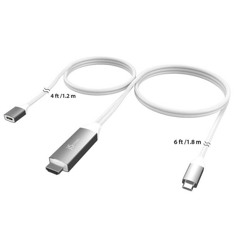 J5 J5 USB-C ⇔ HDMI+USB-Cメス(給電用 USB PD対応) ケーブル [映像 /1.8m /4K･HDR対応] スペースグレー JCC155G JCC155G