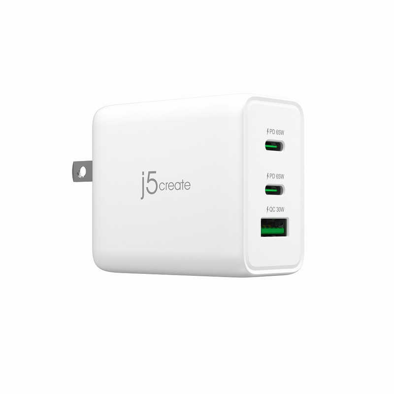 J5 J5 PD65W対応GaN USB3ポート急速充電器 ホワイト ［USB Power Delivery対応 /3ポート］ JUP3365 JUP3365