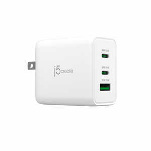 J5 PD65W対応GaN USB3ポート急速充電器 ホワイト ［USB Power Delivery対応 /3ポート］ JUP3365
