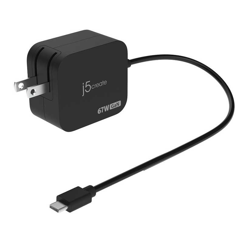 J5 J5 67W GaN USB-Cケーブル一体型 PD充電器(1.8m) ブラック ［USB Power Delivery対応 /1ポート /GaN(窒化ガリウム) 採用］ JUP1565N JUP1565N