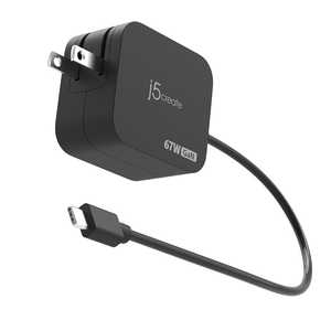 J5 67W GaN USB-C֥η PDŴ(1.8m) ֥å USB Power Deliveryб /1ݡ /GaN(ⲽꥦ) ѡ JUP1565N