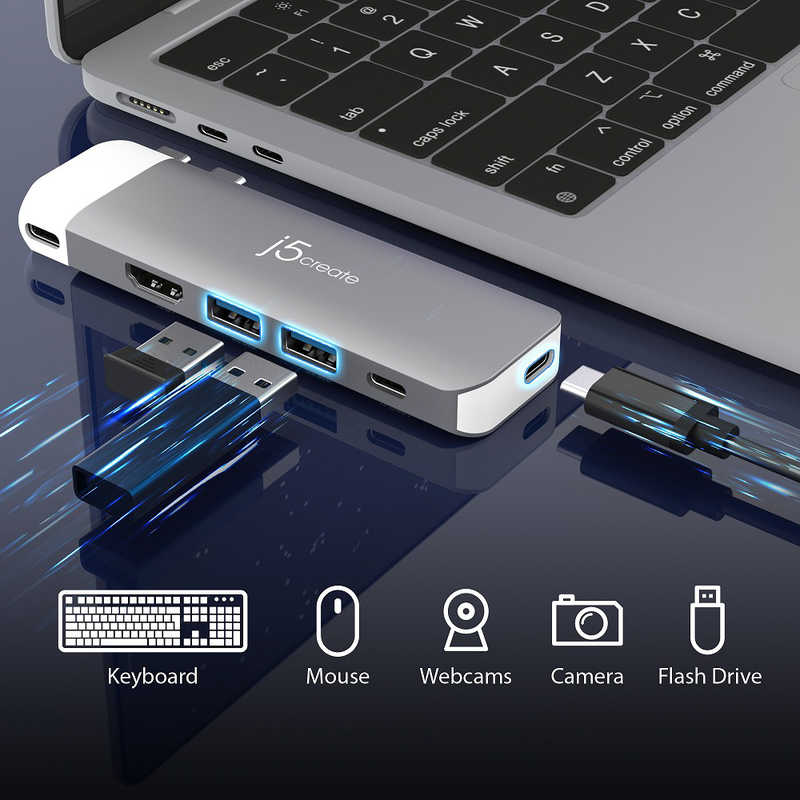 J5 J5 USB-C MacBook Pro/Air専用 6in1 マルチアダプター ［USB Power Delivery対応］ JCD394 JCD394