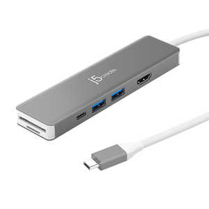 J5 USB-C 4K 7-in-1 マルチアダプター ［Type-Cオス /HDMI /USB Power Delivery対応］ シルバー/ホワイト JCD390