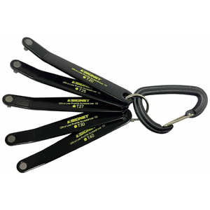 SIGNET 5個組 T20・25・27・30・40 薄型オフセットヘックスローブレンチ カラビナ付 35082