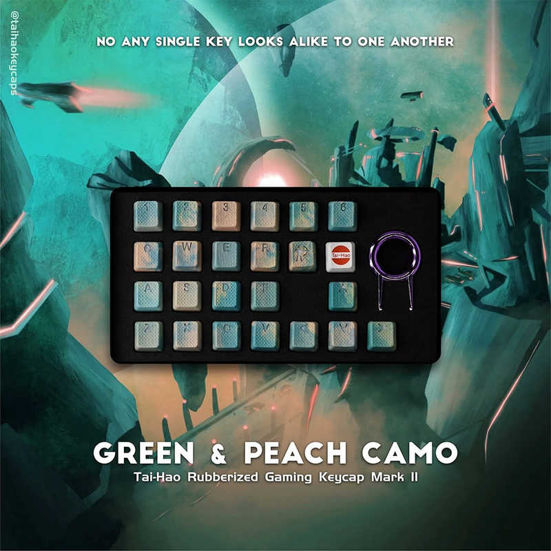 Tai-Hao Tai-Hao Rubberized Gaming Keycap Mark II － 23keys Green ＆ Peach Camo ゲーミングキーキャップ ピンク th-rubber-keycaps-green-peach-camo-23 th-rubber-keycaps-green-peach-camo-23