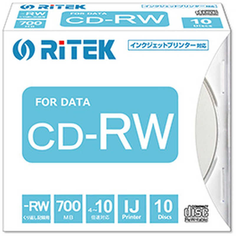 RITEK RITEK CD-RW700.PW10P A データ用CD-RW [10枚/700MB/インクジェットプリンター対応] CDRW700PW10PA CDRW700PW10PA