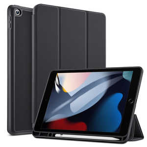 ESR iPad 第9/8/7世代ケース ペンシルホルダー付き 三つ折りスタンドケース ESR Black  ReboundPencilCase