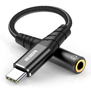 ESR USB-C to 3.5mm イヤホン変換アダプター Black ESRUSB-Cto3.5mmHeadphoneAdapter