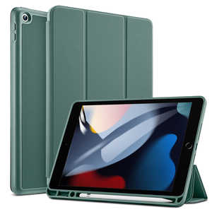 ESR iPad 第9/8/7世代ケース ペンシルホルダー付き 三つ折りスタンドケース ESR Forest Green  ReboundPencilCase
