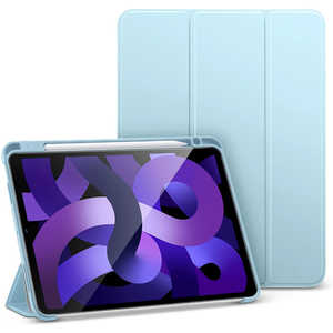 ESR iPad Air 第5/4世代 Rebound ペンシルホルダー付きケース 三つ折りスタンド Light Blue  REBOUNDPENCILCASE