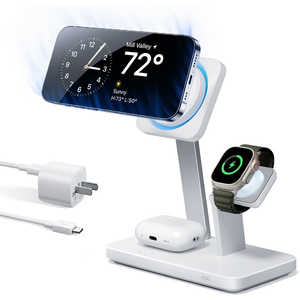 ESR MFi認証 MagSafe対応 3in1 ワイヤレス充電スタンド(USB電源付き) ［ワイヤレスのみ］ White ESR25W3-in-1WirelessChargerMagSafeCryoBoost