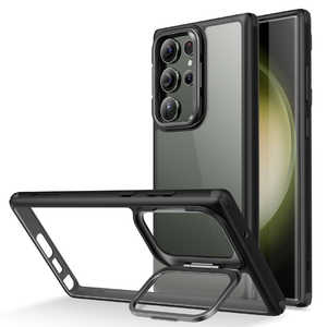 Galaxy S23 Ultra対応カメラリングスタンド付き、ミリタリーグレードケース ESR Clear Black ClassicKichstandCase