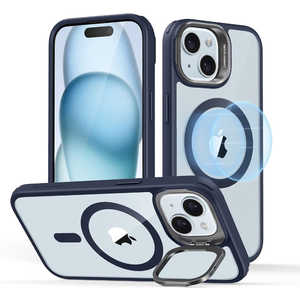 ESR iPhone 15(6.1インチ)スタンド付ハイブリッドケース Clear Dark Blue ClassicHybridCasewithStandHaloLockforiPhone15