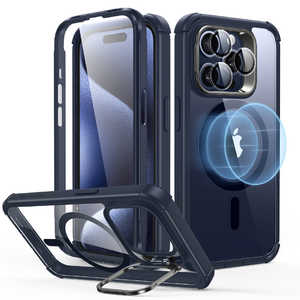 ESR iPhone 15 Pro対応 2パート ハイブリッドケース(MagSafe対応) Clear Dark Blue ArmorToughCase