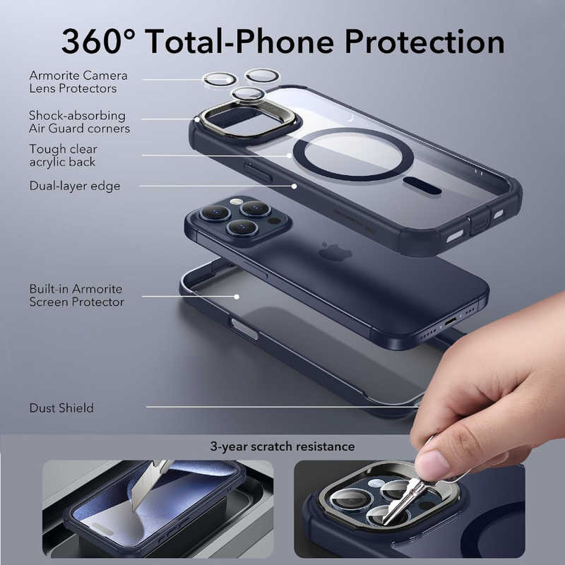 ESR ESR iPhone 15 Pro Max 2パート ハイブリッドケース(MagSafe対応) Clear Dark Blue ArmorToughCase ArmorToughCase