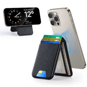 ESR マグネット式スマホスタンド MagSafe対応 カードケース スマホスタンド RFIDブロッキング機能付 ブラック 3C13210300164 - Black
