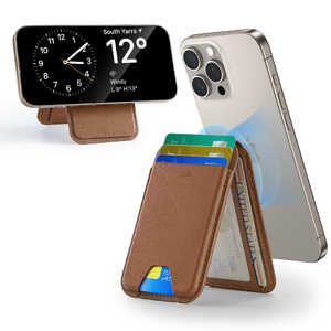 ESR マグネット式スマホスタンド MagSafe対応 カードケース スマホスタンド RFIDブロッキング機能付 ブラウン 3C13210300265 - Brown