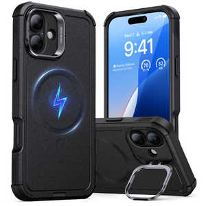 ESR iPhone 16(6.1インチ) ミリタリーグレードスタンド付ハイブリッドケース Black CyberToughCasewithStashStand-HaloLockiPhone16 ESR iPhone 16(6.1インチ) ミリタリーグレードスタンド付ハイブリッドケース Black CyberToughCasewithStashStand-HaloLockiPhone16