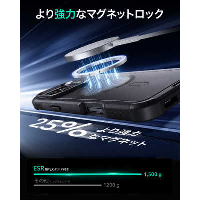 ESR iPhone 16 Plus(6.7インチ) ミリタリーグレードスタンド付 