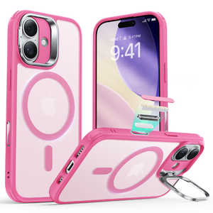 ESR iPhone 17 (6.3インチ)MagSafe対応、隠れスタンド付き、ミリタリーグレードケース フロストピンク 1A86500501-Frosted Pink