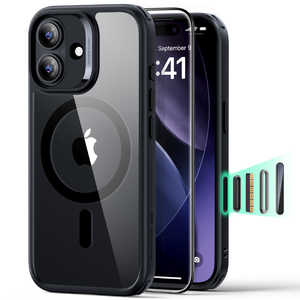 ESR iPhone 17 (6.3C`)MagSafeΉA~^[O[hn[hP[X{KXtBZbg NAubN 1A88900201-ClearBlack