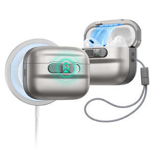 ESR Pulse FlickLock Magnet Case AirPods Pro3 ケース MagSafe対応 マグネット蓋ロック 耐衝撃 ランヤード付き 落下保護カバー チタニウム 1C01900302-Titanium
