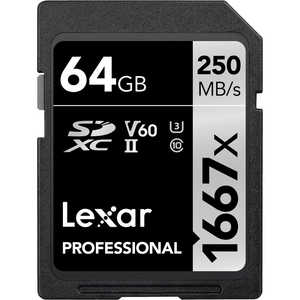 LEXAR SDXCメモリカード (Professional 1667x) UHS-II/UHS スピードクラス3対応 (Class10対応/64GB) LSD64GCBJP1667