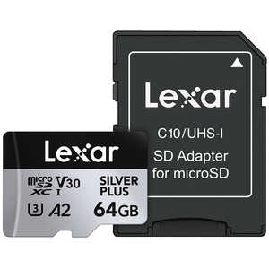 LEXAR microSDXCJ[h 64GB Professional SILVER PLUSV[Y V30 UHS-I U3 A2 mClass10 /64GBn LMSSIPL064G-BNANJ