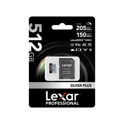 LEXAR microSDXCカード 512GB Professional SILVER PLUSシリーズ V30 