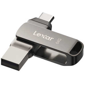 LEXAR Lexar JumpDrive D400 64GB 金属筐体 シルバー USB3.2(Gen1) Type-C/Type-A両対応 回転式USBフラッシュメモリ LJDD400064G-BNQNJ