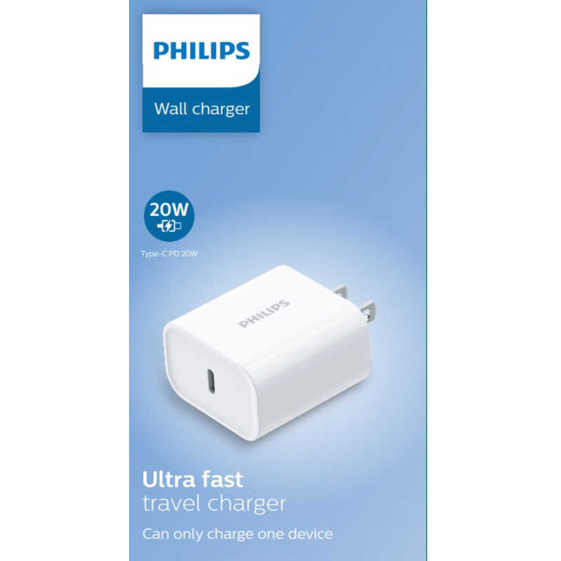 フィリップス　PHILIPS フィリップス　PHILIPS USB AC充電器 1ポート ホワイト ［1ポート USB Power Delivery対応］ DLP4316C DLP4316C