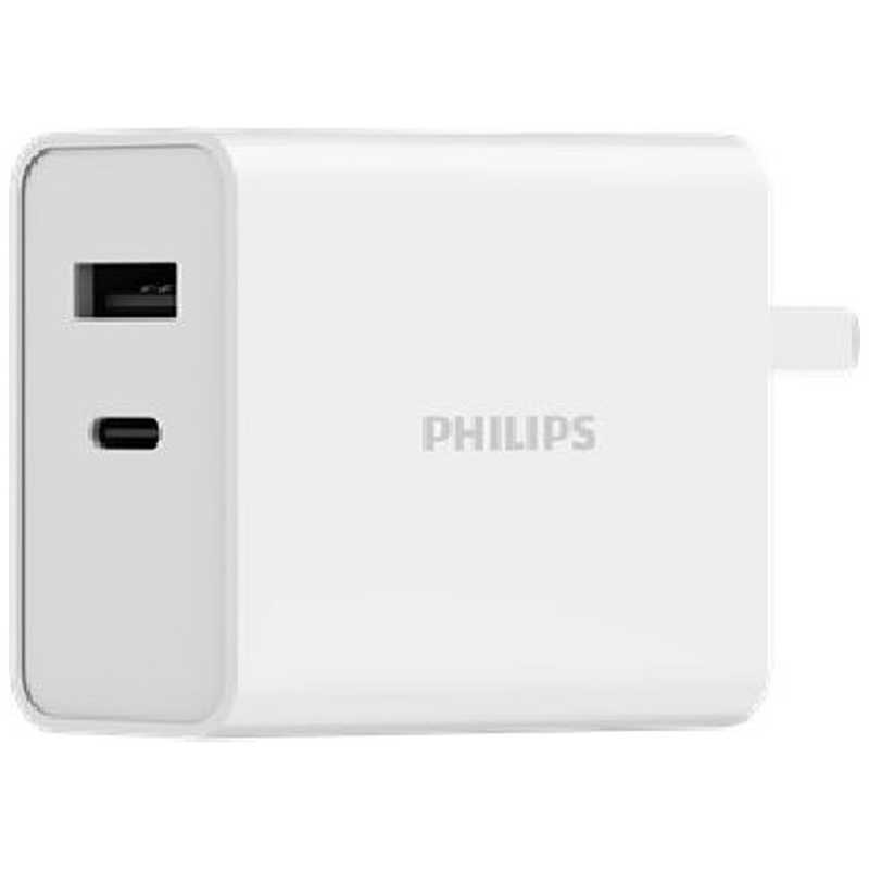 フィリップス　PHILIPS フィリップス　PHILIPS USB AC充電器 ホワイト ［2ポート USB Power Delivery対応 GaN(窒化ガリウム) 採用］ DLP6342C DLP6342C